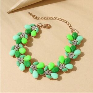 Korean ethnic style mixed media gemstone bauble bracelet NWT